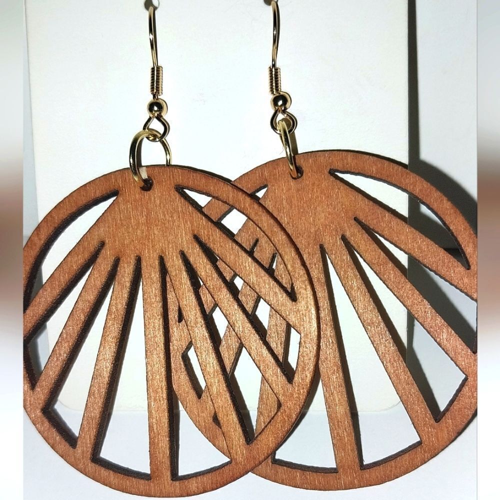Gorgeous hollow wooden earrings